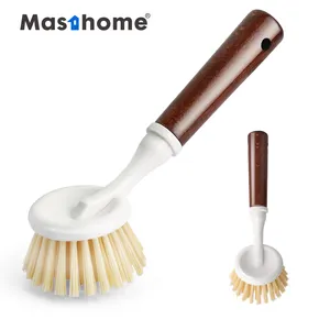 Masthome-Cepillo redondo de madera para platos, set de pintura vintage de haya ecológica, cocina, fregadero, estufa, cepillo para lavar platos