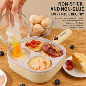 Sartén Eléctrica 3 en 1 Antiadherente de Metal para Desayunos, Sartén Dividida con Superficie de Fácil Desmolde para el Desayuno Diario - Product Image 5