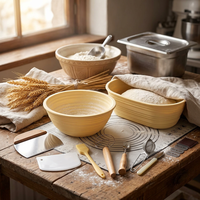 Ensemble de 9 paniers à pain pliables en silicone, bois et tissu pour la boulangerie à domicile, compatibles lave-vaisselle et four