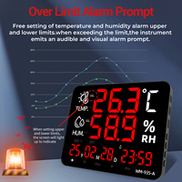 Nouveauté : Thermomètre hygromètre numérique avec écran LED, affichage de la température et de l'humidité, alarme de valeur maximale et minimale, horloge, USB, plastique, OEM