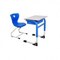 Meubles de classe scolaire modernes en bois, ensemble de bureau et chaise individuels confortables et réglables en hauteur pour un seul élève