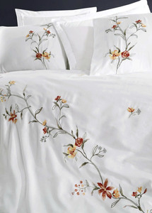 Juegos de Fundas de Edredón Bordadas con Flores Bonitas al por Mayor, Juegos de Ropa de Cama de Algodón Lavables a Máquina para el Hogar, Hotel, Boda - Product Image 3