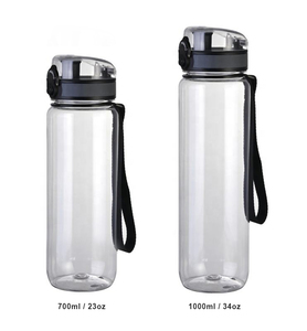 Bouteille d'eau portable de <span class=keywords><strong>sport</strong></span> et de gym <span class=keywords><strong>en</strong></span> plastique avec revêtement <span class=keywords><strong>en</strong></span> caoutchouc personnalisable, sans BPA, 700 ml/23 oz, avec paille et couvercle rabattable - Product Image 2