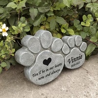 Ensemble commémoratif personnalisable en résine pour pattes d'animaux – Nom/date/citation gravable, design double patte, idéal pour un souvenir commémoratif canine
