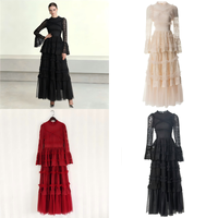 Nouvelle Arrivée 2026 – Robe Longue de Soirée de Luxe pour Femme avec Dentelle Superposée et Manches Longues Évasées, Idéale pour Mariage et Fêtes – Prise en Charge OEM/ODM