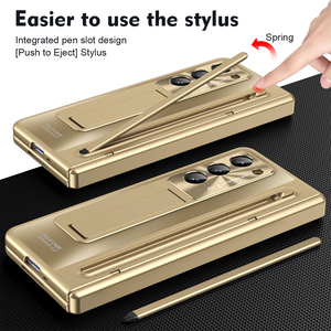 Étui à Charnière à Protection Intégrale 360° pour Samsung Galaxy Z <span class=keywords><strong>Fold</strong></span> 7 6 5 <span class=keywords><strong>4</strong></span> 3 en Cuir avec Stylet Tactile et Film en Verre Trempé - Product Image 6