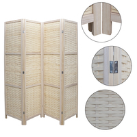 Paravent portable en bambou tressé, écran de séparation pliable, thème de construction de maison, design rustique, fonctions mobiles suspendues