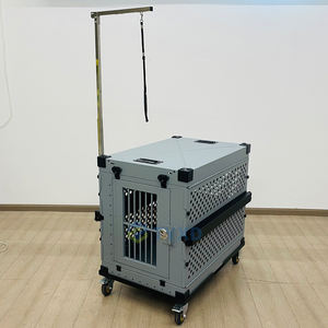 Gabbia Pieghevole per Cani in Alluminio / Box Pieghevole per Cani in Alluminio Trasportino Richiudibile con Ruote e Braccio per Toelettatura - Product Image 3