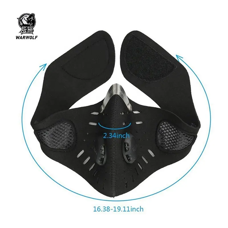 Masker Setengah Wajah Sepeda Luar Ruangan, Masker Pelindung Neoprena Anti Asap Karbon Aktif Berkendara