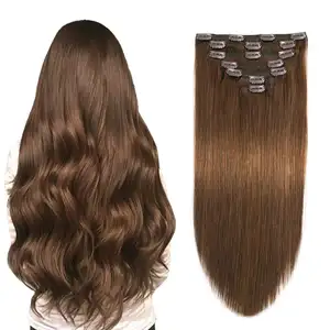 RTS, 14 дюймов, 7 шт., 16 зажимов, 110 г, прямые зажимы для наращивания человеческих волос для женщин, двойные зажимы для наращивания человеческих волос