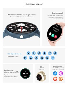 Reloj Inteligente VS05 con GPS y Seguimiento de Movimiento, Pantalla Redonda de 1.39 Pulgadas, Resistente al Agua IP67, Monitor de Sueño, Reloj Inteligente de Moda VS05 - Product Image 3