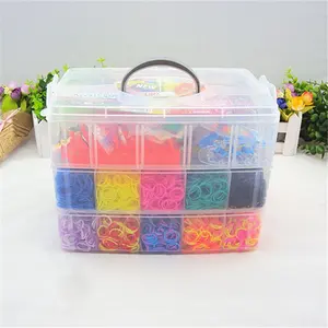 Wholesale Popular Colorful Kids Diy Loom Bands 3-layer Rubber Bands Elastic Rubber Band Bracelets With Weaving Frames