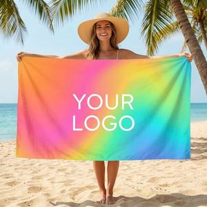 Serviette de plage en microfibre de haute qualité, personnalisée avec logo imprimé, absorbante, sans sable, surdimensionnée, grande taille, séchage rapide - Product Image 1