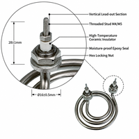 Élément chauffant OEM pour cuiseur à pâtes 3KW 220V SS304, serpentin plat pour usine alimentaire, tube en spirale