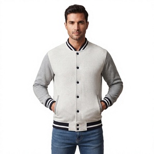 Chaqueta Universitaria para Hombre, Corte Regular, Color Gris Jaspeado, 80/20 Algodón y Felpa, Logotipos Personalizados Bordados, Estilo Letterman - Product Image 1