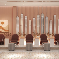 Décoration de salon de beauté de luxe, étagère personnalisée pour magasin de produits de beauté, présentoir de cosmétiques, miroir, bar à parfums, chaise de salon de beauté