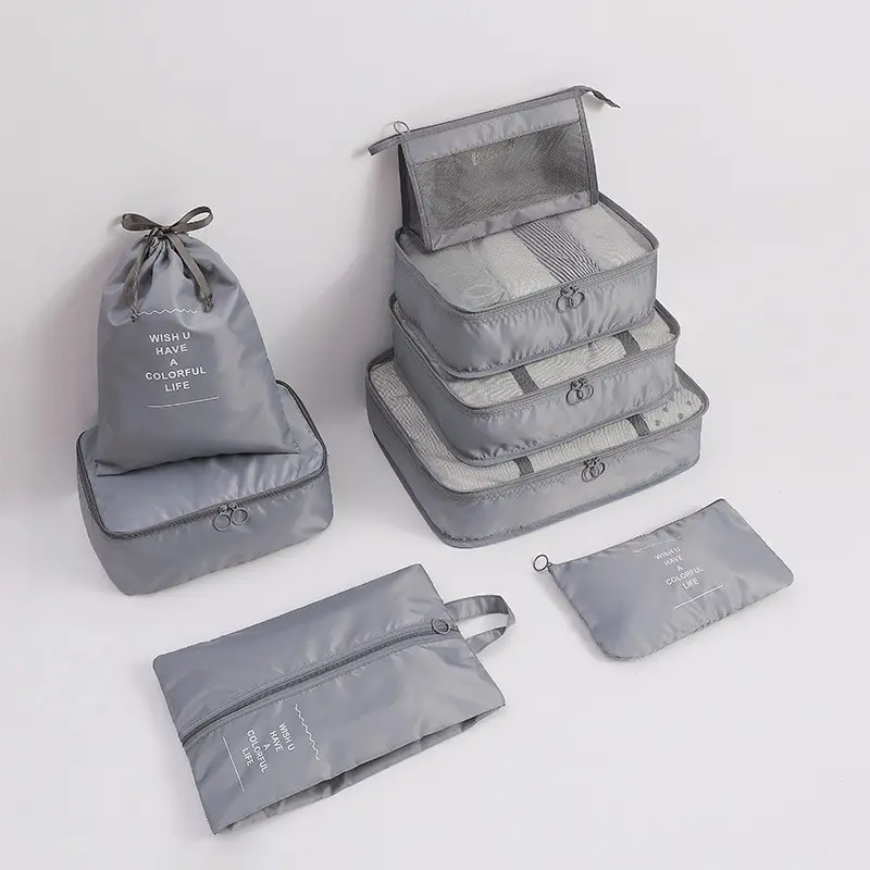 Travel storage bags 8 pcs for suitcases luggage packing organizers for travel accessories with shoe bag 8 set packing cubes