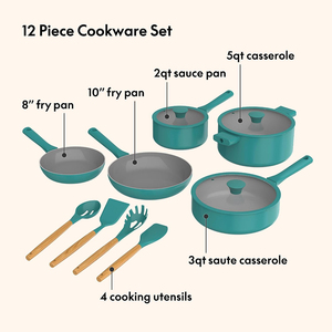 High Quality Ceramic Coated Non-Stick <b>Pots</b> Pans Gold Soft Touch Handle 12-Piece Blue Aluminum Induction Cookware <b>Set</b> - Product Image 2