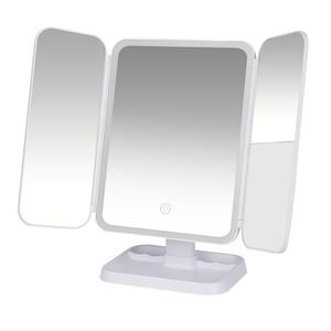 Portable 3-Fold Lighted Magnifying Personalized <b>Vanity</b> Foldable Plastic Frame <b>LED</b> Light Makeup <b>Mirror</b> - Product Image 1