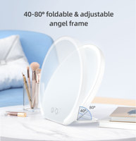 Miroir de maquillage de voyage pliable à LED rond, grossissant, rechargeable, avec lumière réglable en 3 couleurs, best-seller