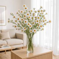 Mini-marguerites artificielles à 13 têtes (chrysanthèmes sauvages) jaunes 60 cm – Fleurs artificielles rustiques pour décoration de salon, gîte et mariage