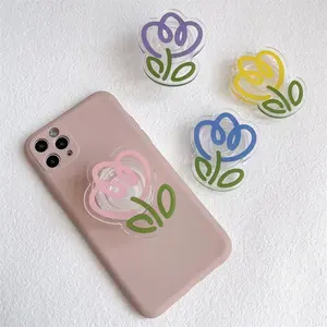 ที่ใส่โทรศัพท์มือถือพับได้ลายดอกไม้ทิวลิปมีช่องใส่โทรศัพท์มือถือรองรับกระเป๋าสำหรับ <span class=keywords><strong>iPhone</strong></span> Samsung ห่วงใส่นิ้ว - Product Image 4