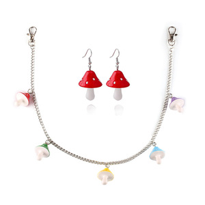 <b>Candy</b> Color Acrylic Mushroom Waist Chain <b>Necklace</b> Earring Set Women's Fashion Jewelry Cartoon Style ZINC ALLOY - Product Image 1
