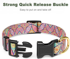 Maßgefertigtes Böhmisches Mandala-Muster Hundehalsband Verstellbares Haustierhalsband mit Gold-D-Ring Wärmeübertragungsdruck für Kleine und Mittelgroße Hunde - Product Image 4