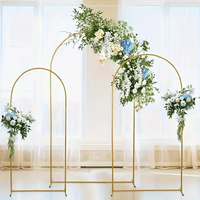 Arche de toile de fond en métal doré 7,2 pi x 4 pi, structure stable, montage facile, cadre d'arche de ballons pour mariage, fournitures de décoration de fête