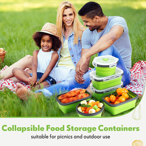 Vòng Và Hình Chữ Nhật Đóng Mở Thực Phẩm Lưu Trữ <span class=keywords><strong>Container</strong></span> Silicone Máy Rửa Chén Ăn Trưa <span class=keywords><strong>Container</strong></span> Với Kín Nắp Cho Lò Vi Sóng - Product Image 5