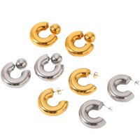 Pendientes de Acero Inoxidable con Baño de Oro de 18K de Lujo para Mujer, Estilo Occidental, Alta Moda, Sencillos, Clásicos, Antideslustre, Regalo de Joyería