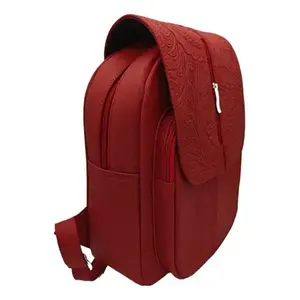 Sac à dos Fana Letizia en cuir de vachette rouge ciselé 5L, mode, usage quotidien, unisexe, bandoulière arquée - Product Image 4