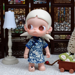 Zsiga 20Cm <b>Doll</b> Clothes Blue White <b>Porcelain</b> Cheongsam Traditional Chinese Style For Girls - Product Image 3