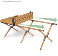 Table de camping pliable légère pour grillades en plein air, facile à transporter, en métal couleur bois, pour repas en camping