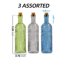 Bouteilles en verre coloré gaufré, grande bouteille de vin avec bouchon en liège, vase vintage, vases décoratifs en verre