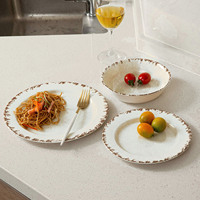 Assiette Rustique Moderne en Mélamine Grande Taille, Qualité Alimentaire, Sans BPA, Durable, Non Toxique, pour Camping et Restaurants Occidentaux