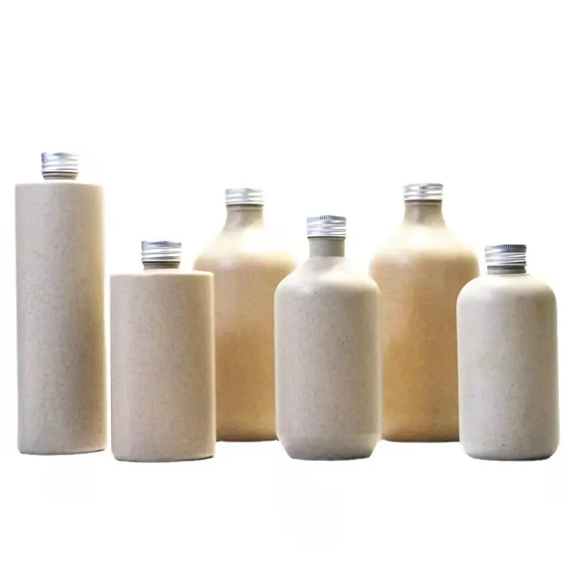 Biodegradable Plastic Bottle 120ml 250ml 300ml wheat straw cosmetic wheat straw spray bottle lotion shampoo straw wheat bottle