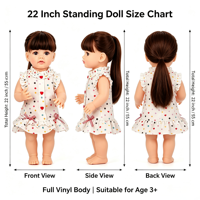 Poupée Reborn en vinyle de 22 pouces, réaliste, avec robe sans manches à pois colorés, pour collection