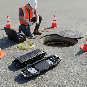 24 48-aderige kernverbindingsschakelaar voor glasvezel, FTTH buitenverbindingsschakelaar voor optische vezels, 96-aderige horizontale OFC glasvezelkabel-fusiebox - Product Image 1