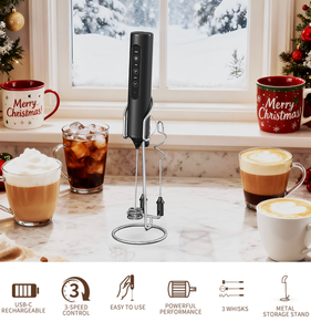 Offre Spéciale : <span class=keywords><strong>Mousseur</strong></span> à <span class=keywords><strong>Lait</strong></span> Électrique Portable 3 Têtes 3 Niveaux, Rechargeable, Sans Fil, Mélangeur à Œufs - Product Image 2