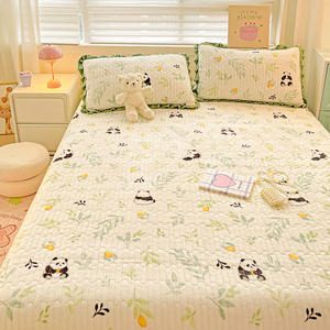 Lait <span class=keywords><strong>velours</strong></span> matelassé coton couverture de lit 4 pièces feuille unique couette Carton solide motif végétal 3 pièces dortoir couverture ensemble - Product Image 3