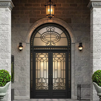Porte intérieure moderne en fer forgé avec vitrage pour villa, surface finie, isolation thermique, prix compétitif