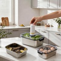 Boîte de conservation alimentaire en acier inoxydable 304 avec couvercle hermétique sous vide, empilable, boîte à bento étanche, boîte à lunch, préparation des repas