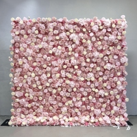 Mur de fleurs roses 8x8 pieds, panneau en tissu enroulable, rideau de roses de haute qualité pour la décoration de mariages, de fêtes et d'événements