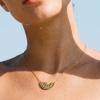 QIAOREN 11981 Anti-roest roestvrijstalen minimalistische watermeloenplak hanger ketting holle fruit uitgesneden bedel casual accessoire