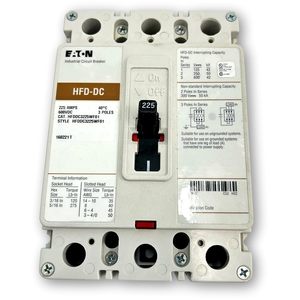Interruptor de Circuito Eaton HFD DC, 225A, 3 Polos, 600Vdc, Montaje Enchufable, Térmico Magnético - Product Image 1