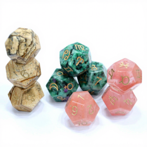 Dadi D12 in Cristallo Artificiale Personalizzabili con Faccia in Gemma, Set di 12 Dadi a Tema Tarocchi, Costellazioni e Stelle del Mazzo Zodiacale, Divertenti - Product Image 4