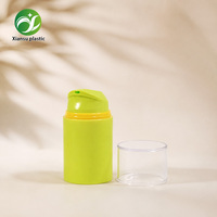 Flacon pompe sans air vide personnalisé OEM, contenant cosmétique rond en plastique couleur pastel pour crème et lotion, avec capuchon transparent pour emballage de soins de la peau