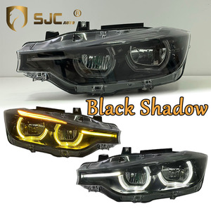 Vente en gros de phares de voiture pour BMW F30 F35 2012-2018, design amélioré Shadow Line noir, DRL jaune et blanc - Product Image 1