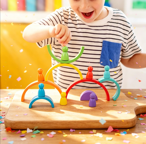 Bloques de Construcción de Madera Apilables Puente Arcoíris, Juguete Educativo Luofu DN-13.5 24.5x15.5x5cm para Niños de 5 a 7 Años - Product Image 2